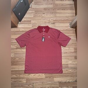 Southern Collegiate Troy Trojans Polo Shirt Sz XL Red/White Striped NWT Stretch